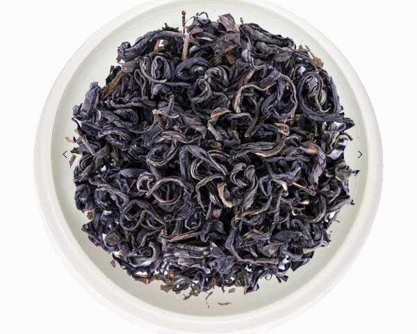 purple tea in a white bowl