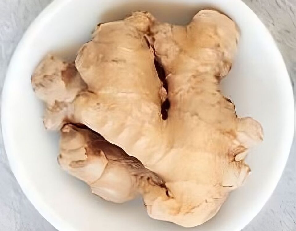 ginger roots in a white bowl