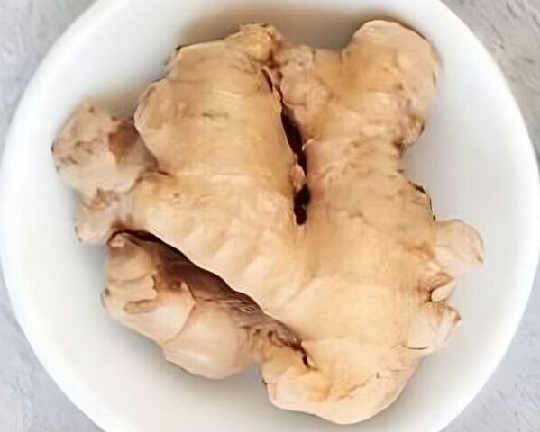 ginger roots in a white bowl